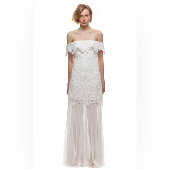 Self-Portrait Off-the-Shoulder Guipure Lace Bridal Gown